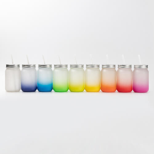 Kubek Mason Jar 450 ml szroniony bez uszka do sublimacji - limonkowy gradient