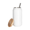 Kubek 450 ml z podwójnymi ścinkami i bambusową pokrywką do sublimacji - biały