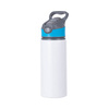 Bidon aluminiowy 650 ml biały z zakrętką z niebieską wstawką  do sublimacji