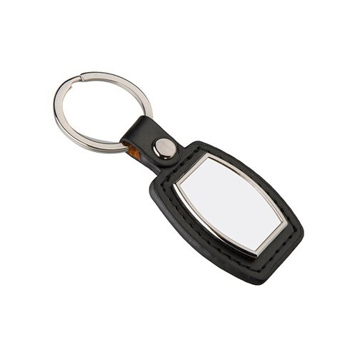 Brelok skórzano-metalowy do sublimacji - beczka - czarny