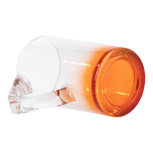 Kufel szklany 400 ml z trójkątnym uszkiem do sublimacji - pomarańczowe dno