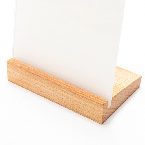 Szklana ramka z drewnianą podstawką o sublimacji - 12,7 x 17,8 cm