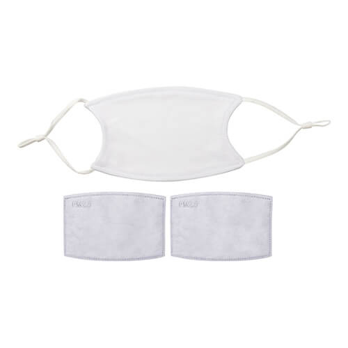 Mała maseczka na twarz z filtrem do sublimacji (białe gumki)