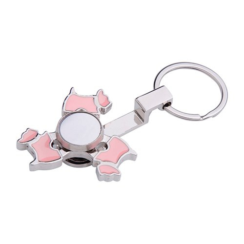 Brelok metalowy - spinner do sublimacji - Dog - różowy