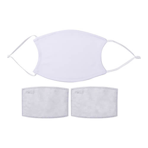 Duża maseczka na twarz z filtrem do sublimacji (białe gumki)