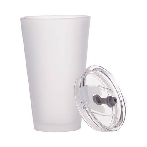 Szklanka 450 ml szroniona z pokrywka i słomką do sublimacji