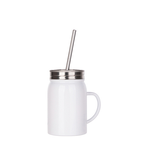 Zestaw 4 metalowych kubków Mason Jar 500 ml do nadruku