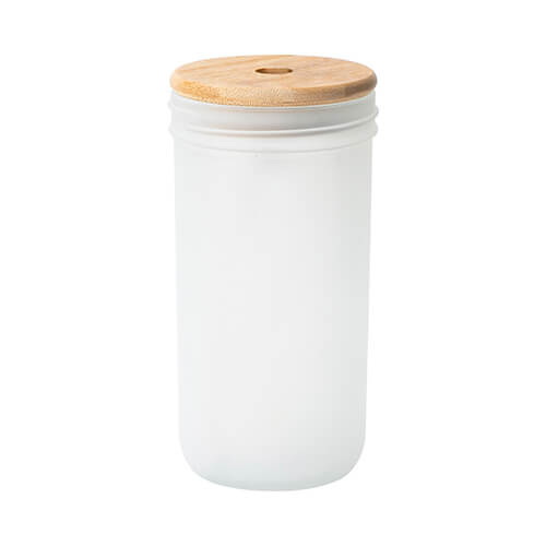 Kubek szklany 720 ml Mason Jar z bambusowa zakrętką do sublimacji