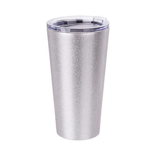 Tumbler termiczny 480 ml ze stali nierdzewnej do sublimacji - srebrny brokat