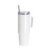 Kubek podróżny ze stali nierdzewnej 1080 ml z pokrywką i słomką do sublimacji - biały