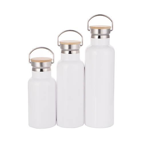 Termos ze stali nierdzewnej 500 ml z zakrętką z bambusem do sublimacji - biały