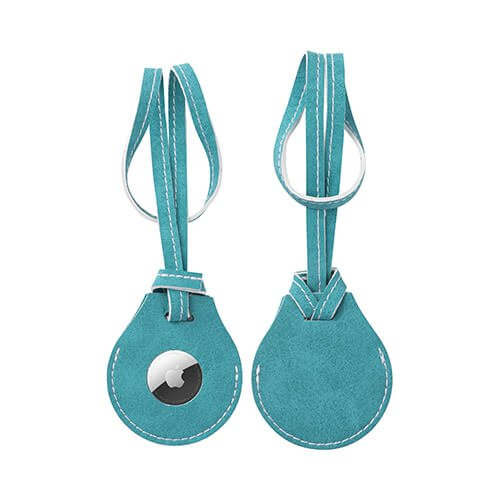 Skórzana zawieszka z paskiem na bagaż / etui na AirTag do sublimacji - zielona