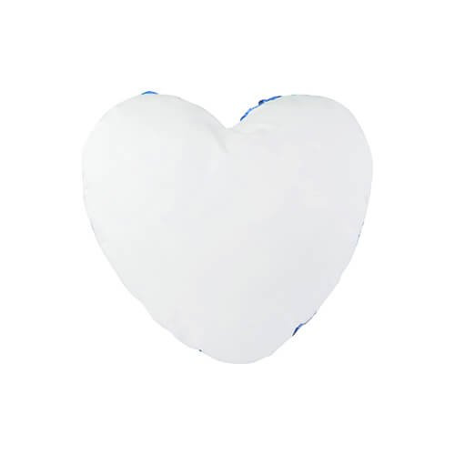 Poszewka w kształcie serca 39 x 44 cm z dwukolorowymi cekinami do sublimacji - niebieska