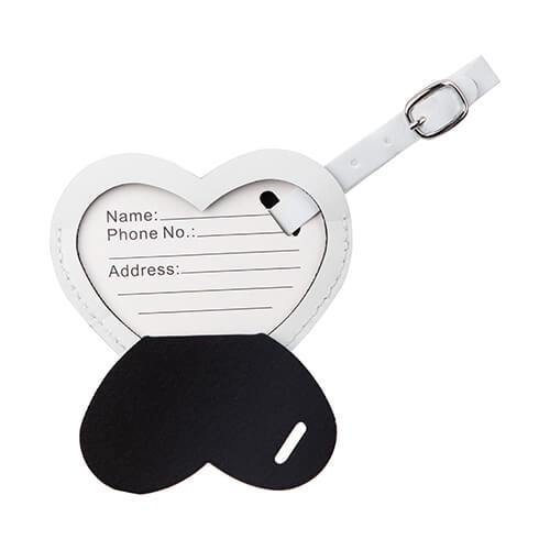 Skórzana zawieszka na bagaż do sublimacji - białe serce