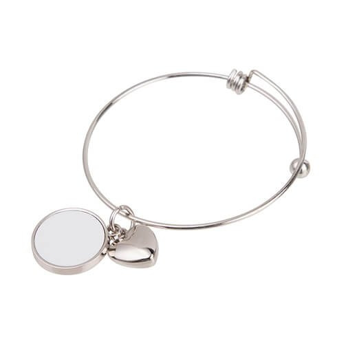 Bransoletka z kulką, sercem i okrągłą zawieszką do sublimacji