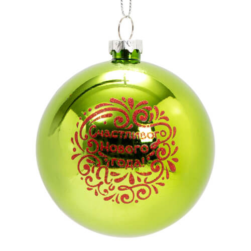 Bombka choinkowa Ø 8 cm do sublimacji - jasnozielona- czerwony floral