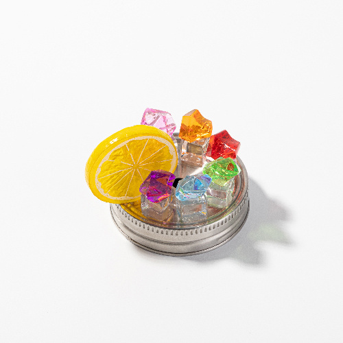 Kubek Mason Jar 500 ml ze słomką do sublimacji - srebrny, sztuczny lód i cytryna