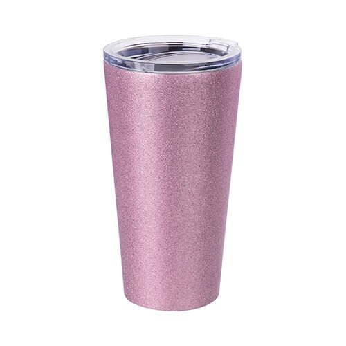 Tumbler termiczny 480 ml ze stali nierdzewnej do sublimacji - różowy brokat