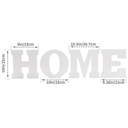 Litery dekoracyjne 25 cm z MDF-u do sublimacji - HOME