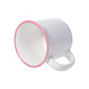 Kubek ceramiczny emaliowany 300 ml do sublimacji - biały z różowym rantem