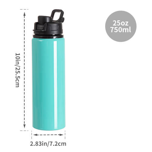 Aluminiowa butelka na wodę 750 ml z plastikową pokrywką z uchwytem do sublimacji - miętowa