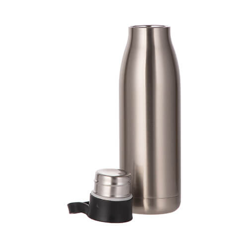 Bidon - butelka na napoje 500 ml z poziomą rączką do sublimacji - srebrny