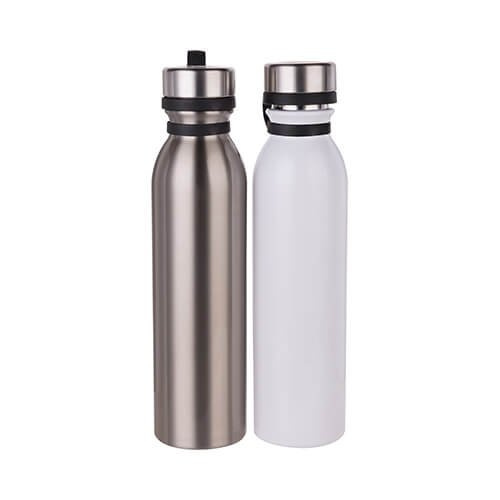 Bidon 600 ml ze stali nierdzewnej z gumowym uchwytem do sublimacji - biały