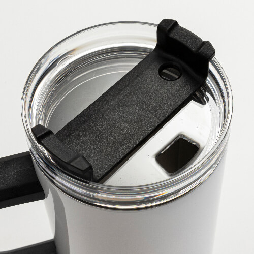 Kubek podróżny ze stali nierdzewnej 1200 ml z pokrywką i słomką z czarnym uszkiem do sublimacji - biały