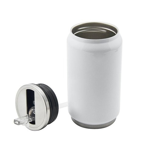 Bidon - puszka na napoje 300 ml ze słomką do sublimacji - biały