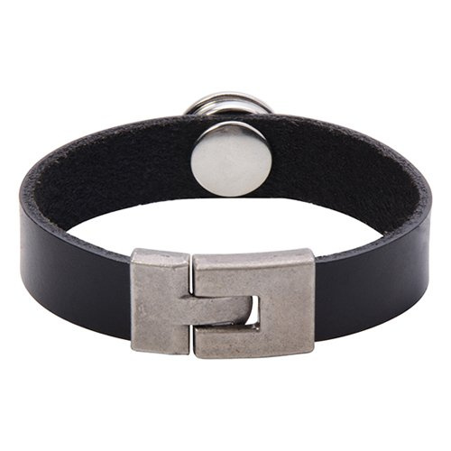 Bransoletka skórzana z kółkiem - czarna Sublimacja