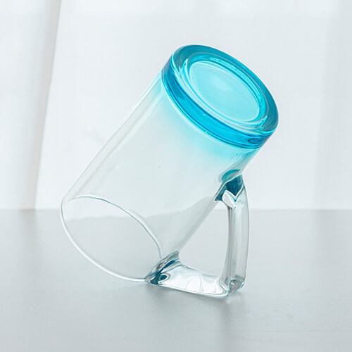 Kufel szklany 400 ml z trójkątnym uszkiem do sublimacji - błękitne dno