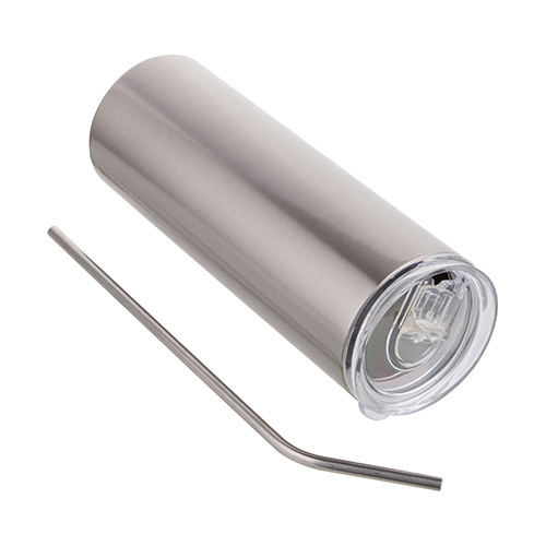 Kubek 600 ml ze słomką do sublimacji - srebrny