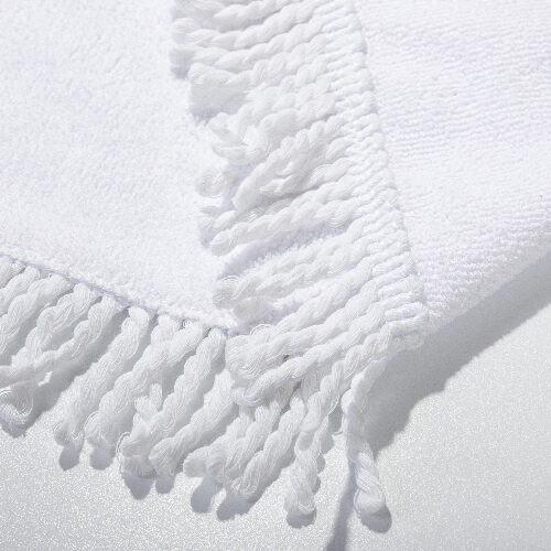 Ręcznik z mikrofibry 152 x 76 cm z frędzlami do sublimacji - biały