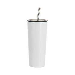 Tumbler termiczny 650 ml ze stali nierdzewnej ze słomką do sublimacji - biały