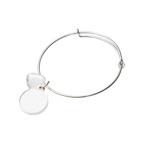 Bransoletka z kryształowym sercem i okrągłą zawieszką do sublimacji