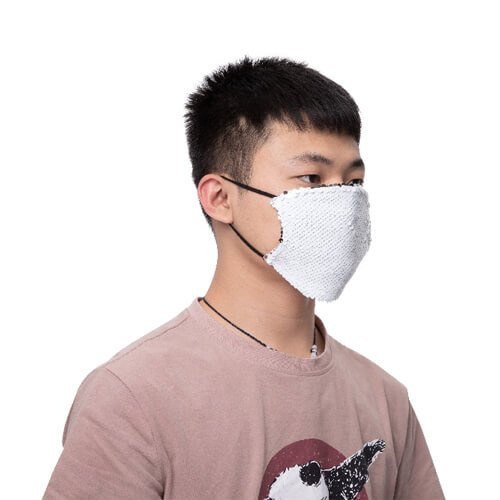 Duża maseczka na twarz z kieszonka na filtr i cekinami do sublimacji