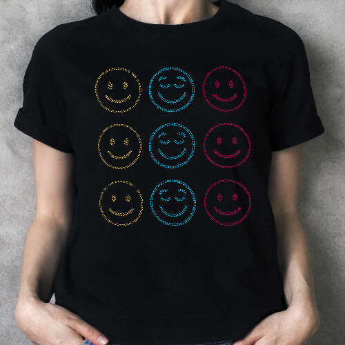 Duży arkusz z cyrkoniami do termotransferu - 9 uśmiechów