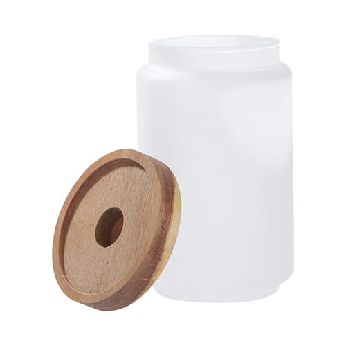 Pojemnik szklany 750 ml z drewnianą pokrywką do sublimacji
