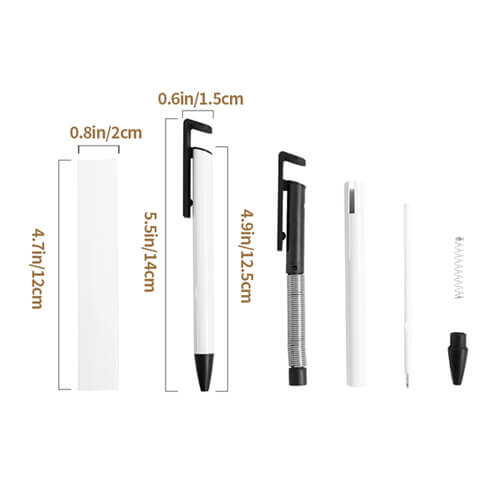 Długopis z uchwytem na smartphone do sublimacji - biały korpus