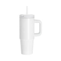 Kubek 900 ml ze słomką i białym uchwytem do sublimacji - biały