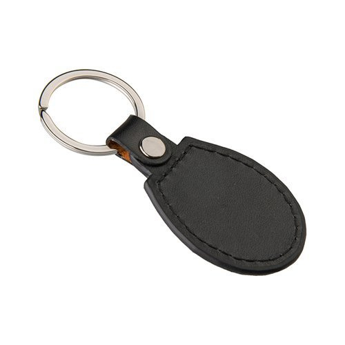 Brelok skórzano-metalowy do sublimacji - owal - czarny
