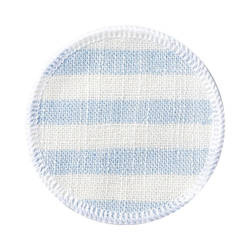 Płócienna podkładka pod kubek Ø 10 cm kremowa w błękitne paski do sublimacji