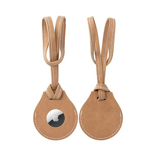 Skórzana zawieszka z paskiem na bagaż / etui na AirTag do sublimacji - brązowa