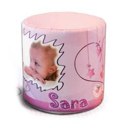 Dwukolorowa poszewka z satyny na okrągłą pufę do sublimacji - Pink