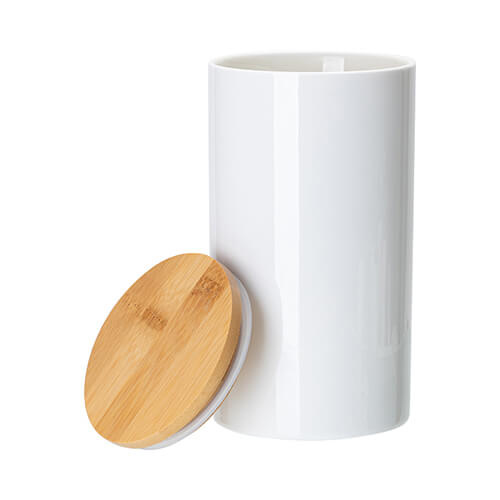 Pojemnik ceramiczny 900 ml z drewnianą pokrywką do sublimacji