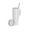 Kubek podróżny ze stali nierdzewnej 1080 ml z pokrywką i słomką do sublimacji - biały
