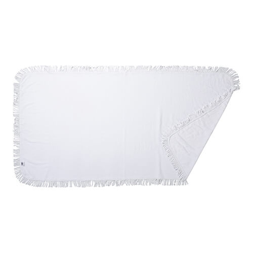 Ręcznik z mikrofibry 152 x 76 cm z frędzlami do sublimacji - biały