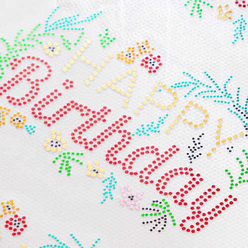 Arkusz z cyrkoniami do termotransferu - Happy Birthday