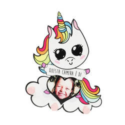 Wieszak z MDF-u do sublimacji - Jednorożec - różowe kółka