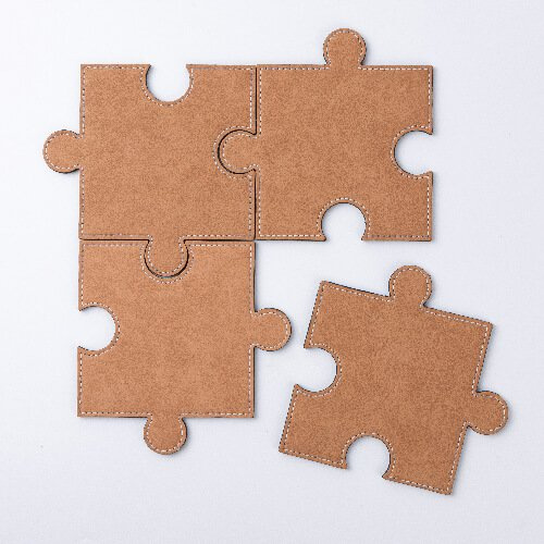 Skórzana podkładka pod kubek w kształcie puzzla do sublimacji - brązowa